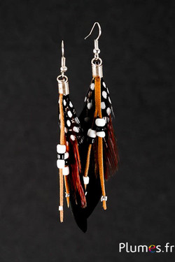 Boucles d'oreilles oie lame - longueur 10 cm - noir